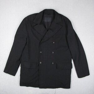 Prada Jacket Mens Medium Black Double Breasted Pea Coat Made in Italy